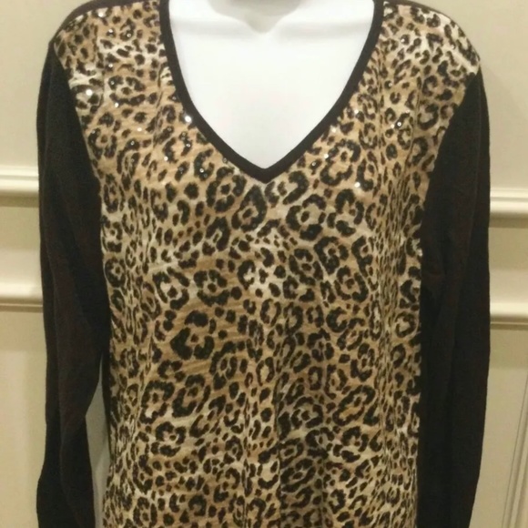 Chico's Jersey Tunic Size 3 Brown Leopard Print - Picture 1 of 11